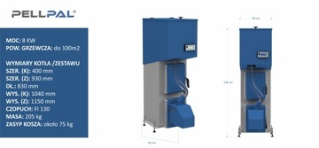 PIEC KOCIOŁ Z PODAJNIKIEM PELLPAL 8kW slim Pellet