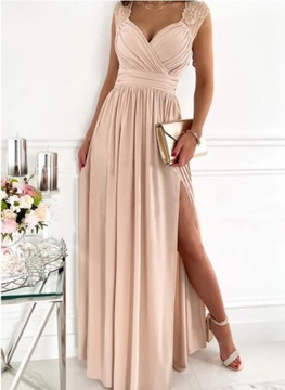 Elegancka sukienka maxi bez rękawów o linii A