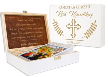 PUDEŁKO Z GRAWEREM + BIBLIA NA CHRZEST KOMUNIĘ PREZENT DLA DZIECKA