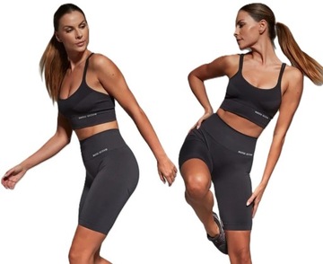 DAMSKIE SPODENKI DO BIEGANIA FITNESS ODDYCHAJĄCE LEGGINSY TURYSTYCZNE - L