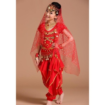 Kostium do tańca brzucha dla dzieci Moneta z frędzlami Top Harem Pant Zesta