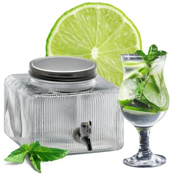 Банка с краном, стеклянная банка, емкость для воды, лимонада, сока, компота, 3,6л.