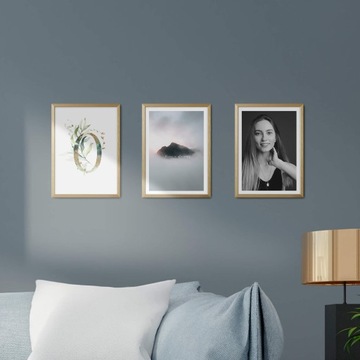 Ramka na Zdjęcia Drewniana ZŁOTA 15x21 cm