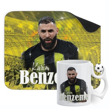 Zestaw Kubek Piłkarski + Podkładka pod mysz Karim Benzema Al-Ittihad