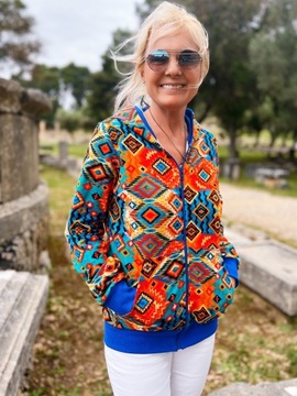 Bluza z kapturem zamek L/XL FloModo kolory wzory - Podróż