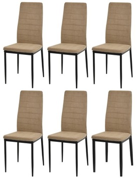 6 krzeseł BEŻOWY sztruks czarne nogi styl MODERN