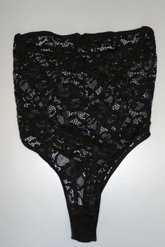 Boohoo czarne koronkowe body odkryte ramiona S