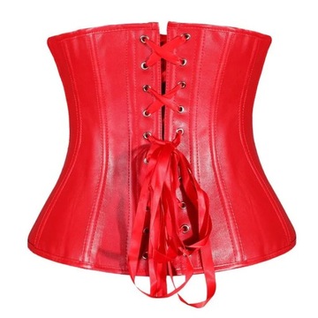 Black/Red Faux Leather Corset Sexy Clubwear Bustie