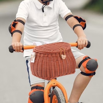 Детская корзина для велосипеда Внешняя сумка через плечо Съемная корзина на руль Коричневая