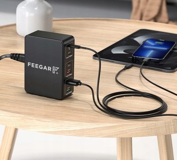 Сетевое зарядное устройство Feegar Tower Pro 140 Вт, 6x USB Type C PD QC 3.0