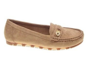 DAMSKIE ZAMSZOWE MOKASYNY Khaki r.39