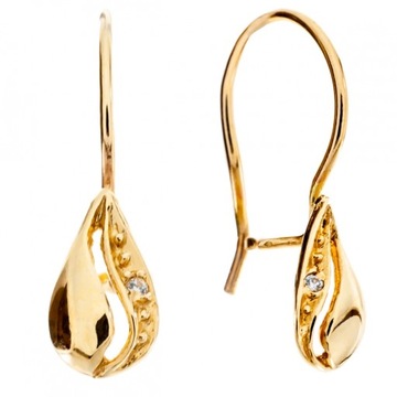 DELIKATNE KOLCZYKI ZE ZŁOTA PRÓBY 585 NA BIGLU