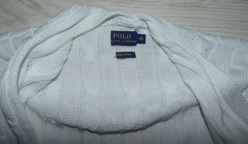 RALPH LAUREN SWETER BIAŁY KARDIGAN WARKOCZ OVERSIZE r. XS / S