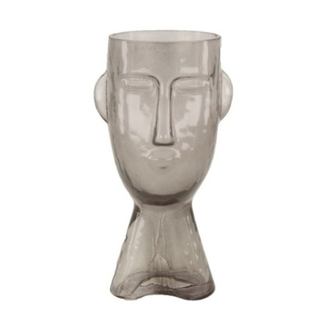 Wazon twarz szklana szara ozdoba 24cm wysoka boho