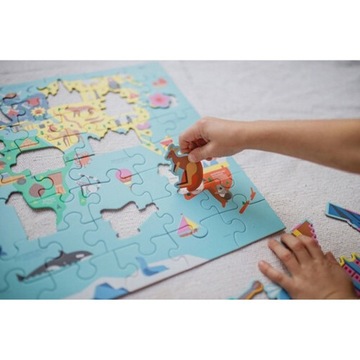 Карта мира Mudpuppy Puzzle с элементами в виде зданий и животных 5+