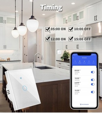 ДВОЙНОЙ СЕНСОРНЫЙ ПЕРЕКЛЮЧАТЕЛЬ WiFi, СТЕКЛО, ЧЕРНЫЙ, БЕЗ ПРИМЕНЕНИЯ EWELINK