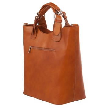 camel ruda włoska skórzana torebka shopper bag A4 torba Vera Pelle
