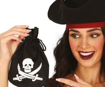 TORBA CZARNA SAKWA PIRATA PIRAT CZACHA HALLOWEEN PIRATKA NA MONETY