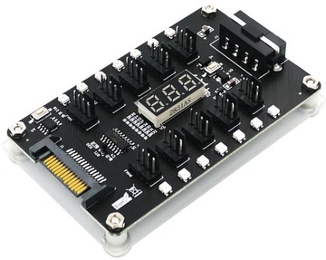 Rozdzielacz do wentylatorów wiatraków Hub 10x 3 / 4 pin z wyświetlaczem LED