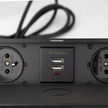 РОЗЕТКА, СКРЫТАЯ В КУХОННУЮ МЕБЕЛЬ СТОЛЕШНИЦЫ + 2 розетки USB ALU