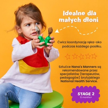 Столовые приборы SEA, этап 2, обучение вилке и ложке Манеры Наны СИНИЙ ЧИРНЫЙ