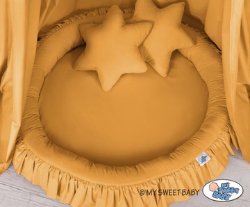 Zestaw: Baldachim wiszący gniazdko poduszki musztardowy