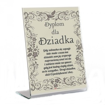 Ramka plexi Dyplom Dziadek, Prezent na Święta dla Dziadka