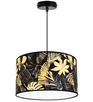 LAMPA WISZĄCA SUFITOWA ABAŻUR ZŁOTE KWIATY LED