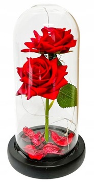 WIECZNY KWIAT RÓŻYCZKA W SZKLE ŚWIATŁO LED PREZENT