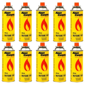 KARTUSZ GAZOWY ALPEN GAZ KUCHENKA nabój kuchenek palników 10x 400ml - 227g