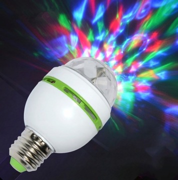 ВРАЩАЮЩАЯСЯ СВЕТОДИОДНАЯ ЛАМПА ДЛЯ ДИСКОШАРА RGB 3W E27