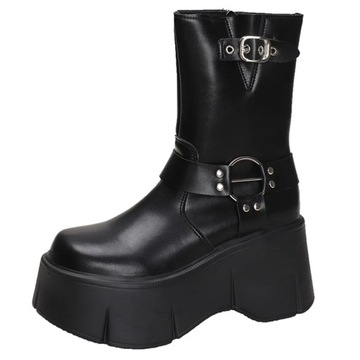 śniegowce Modna klamra buty punkowe dla kobiet jesienne buty na platformie