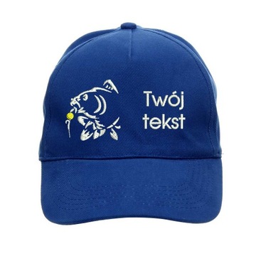 Czapka wędkarska z haftem różne wzory niebieska