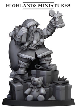 Christmas Santa Dwarf - Slayer - Druk 3D - WFB