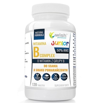 WISH WITAMINA B-COMPLEX JUNIOR 120T DLA DZIECI UKŁAD IMMUNOLOGICZNY NERWOWY