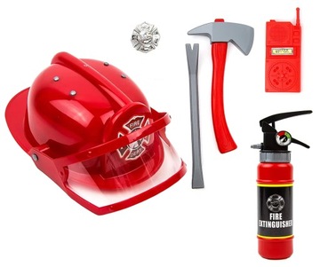 STRÓJ KOSTIUM PRZEBRANIE STRAŻAK CZERWONY KASK AKCESORIA 98/104 balovelove