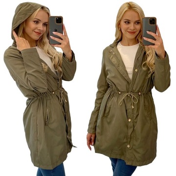 KURTKA DAMSKA PARKA PRZECIWDESZCZOWA PRZEJŚCIOWA