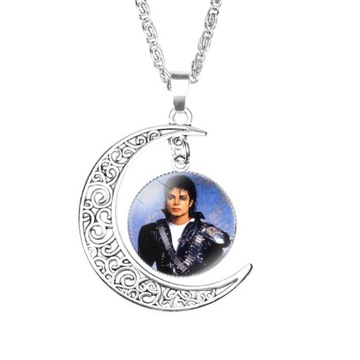 Michael Jackson Fan Pamiątkowy kryształowy księżyc Wisiorek Naszyjnik