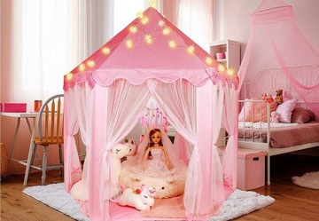 ТЕНТ-ЗАМОК ДВОРЕЦ ПРИНЦЕССЫ ДЕТСКИЙ ДОМ РОЗОВЫЙ ДЛЯ ДОМА И САДА