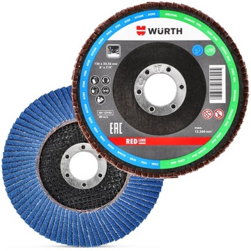 10 лепестковых дисков для шлифования стали 125x1 мм P120 WURTH Strong