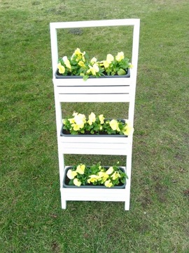 ДЕРЕВЯННАЯ ПОДСТАВКА ДЛЯ ЦВЕТОВ, ЛЕСТНИЦА, БЕЛАЯ