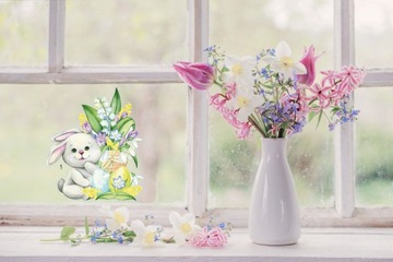 ПАСХАЛЬНЫЙ КРОЛИК-НАКЛЕЙКА - БЕЛЫЙ КРОЛИК-1