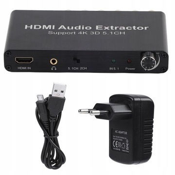 EKSTRAKTOR AUDIO Z WTYCZKĄ 100-240V EU CZARNY