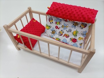 ДЕРЕВЯННАЯ КУКОЛЬНАЯ КРОВАТЬ + МИНКИ