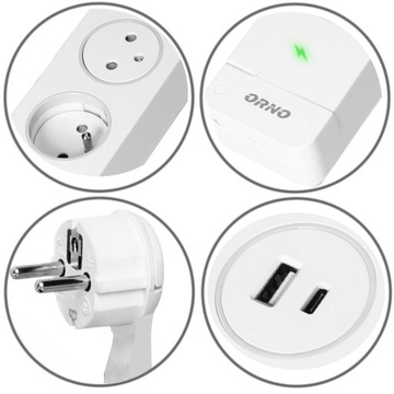 Удлинительный кабель, удлинитель, 5 розеток + USB A и C