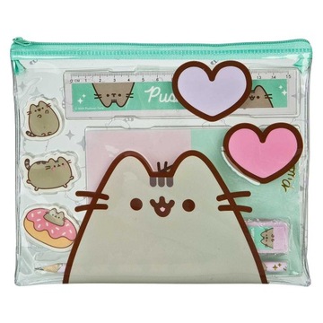 ZESTAW DO SZKOŁY PUSHEEN PRZYBORY LINIJKA PIÓRNIK GUMKA NOTES OŁÓWEK KOT