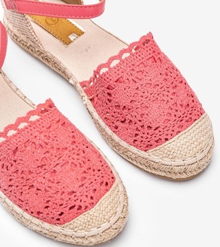 Czerwone espadryle koronkowe damskie buty LX201 11229 rozmiar 37