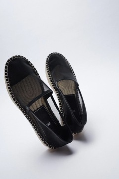 ZARA CZARNE ESPADRYLE BUTY Z SIATECZKI JUTY 36