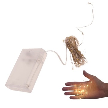 LAMPKI DRUCIKI 50 LED NA BATERIE GIRLANDA BIAŁE