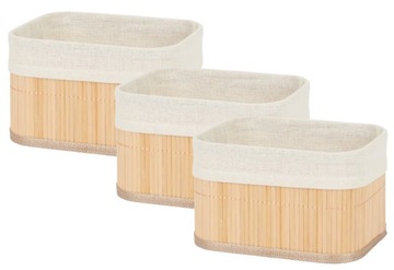 KOSZYK BAMBUSOWY BOHO 20x14,5 pudełko ORGANIZER POJEMNIK NA KOSMETYKI BEŻ